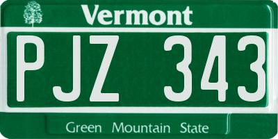 VT license plate PJZ343