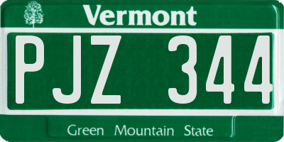 VT license plate PJZ344