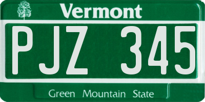 VT license plate PJZ345