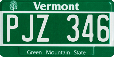 VT license plate PJZ346