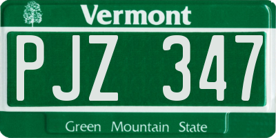VT license plate PJZ347