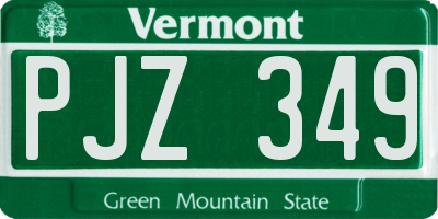 VT license plate PJZ349