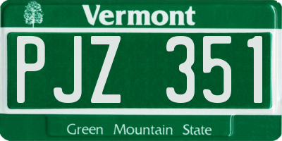 VT license plate PJZ351