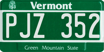 VT license plate PJZ352