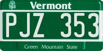 VT license plate PJZ353