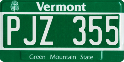 VT license plate PJZ355