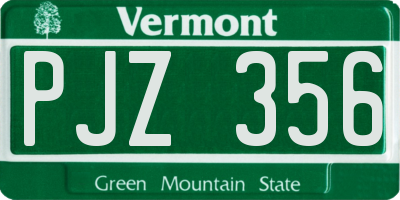 VT license plate PJZ356