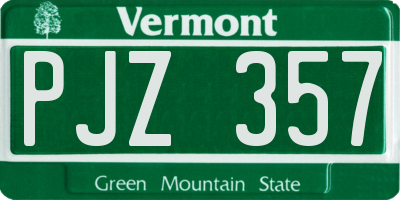VT license plate PJZ357