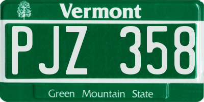 VT license plate PJZ358