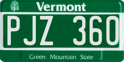 VT license plate PJZ360