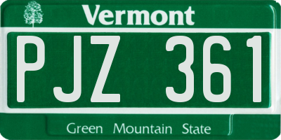 VT license plate PJZ361