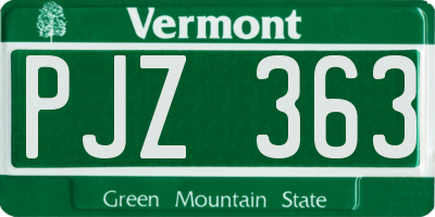 VT license plate PJZ363