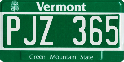 VT license plate PJZ365