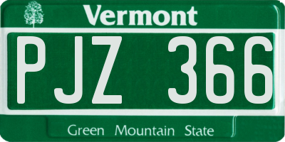 VT license plate PJZ366