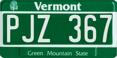 VT license plate PJZ367