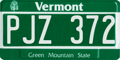 VT license plate PJZ372