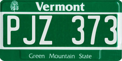 VT license plate PJZ373