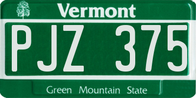 VT license plate PJZ375