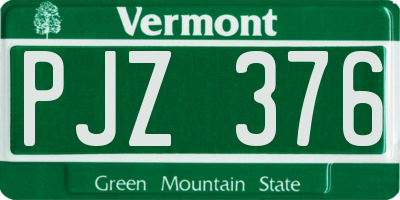 VT license plate PJZ376