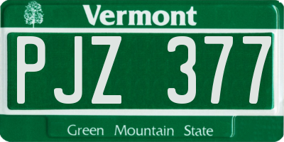 VT license plate PJZ377