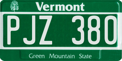 VT license plate PJZ380