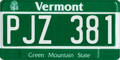 VT license plate PJZ381