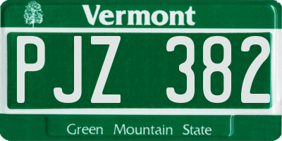VT license plate PJZ382