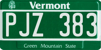 VT license plate PJZ383