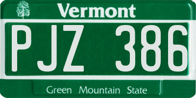 VT license plate PJZ386
