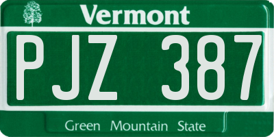 VT license plate PJZ387