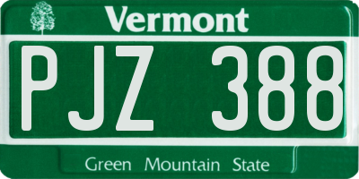 VT license plate PJZ388