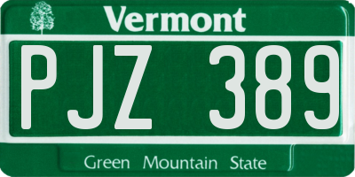 VT license plate PJZ389