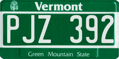VT license plate PJZ392