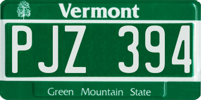 VT license plate PJZ394