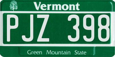 VT license plate PJZ398