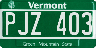 VT license plate PJZ403