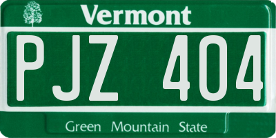 VT license plate PJZ404