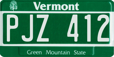 VT license plate PJZ412