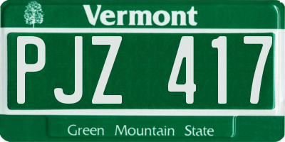 VT license plate PJZ417