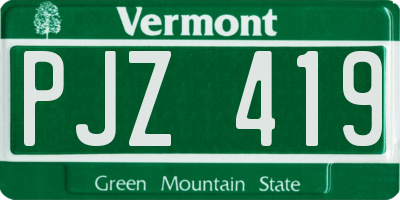 VT license plate PJZ419