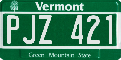 VT license plate PJZ421