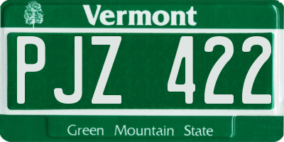 VT license plate PJZ422