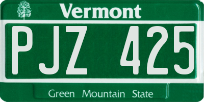 VT license plate PJZ425