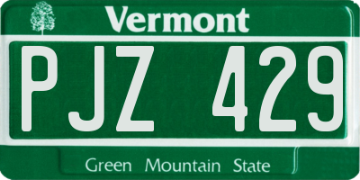 VT license plate PJZ429