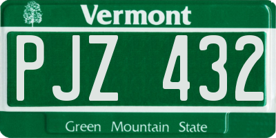 VT license plate PJZ432