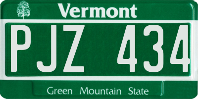 VT license plate PJZ434