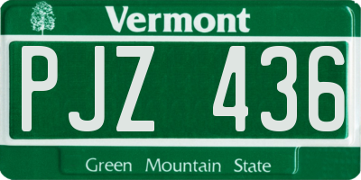 VT license plate PJZ436