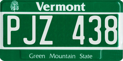 VT license plate PJZ438