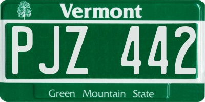 VT license plate PJZ442