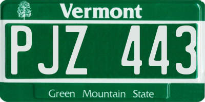 VT license plate PJZ443
